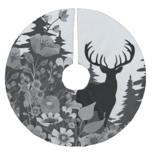 Falda Para El Árbol De Navidad De Poliéster Venado con gran rack fuera del bosque