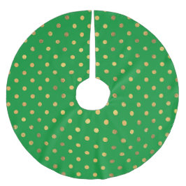 Falda Para El Árbol De Navidad De Poliéster Verde con puntos Purpurinas de oro