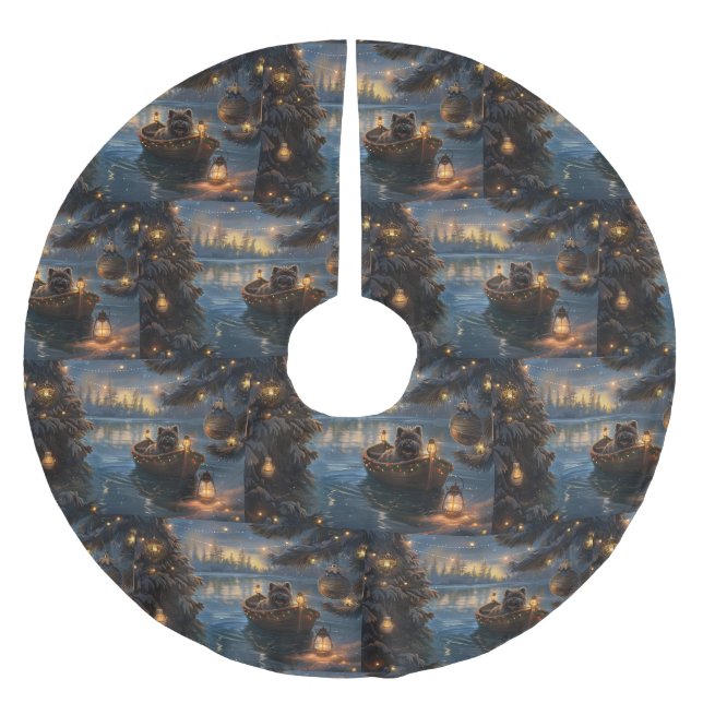 Falda Para El Árbol De Navidad De Poliéster Viaje de los Navidades festivos Affenpinscher (Anverso)