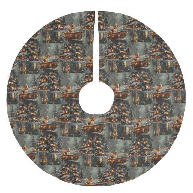 Falda Para El Árbol De Navidad De Poliéster Viaje festivo de los Navidades Beagle (Anverso)