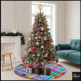 Falda Para El Árbol De Navidad De Poliéster Vibrante Cuadro 