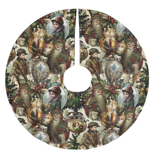 Falda Para El Árbol De Navidad De Poliéster Victorian Christmas Elegance  (Anverso)