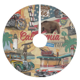 Falda Para El Árbol De Navidad De Poliéster Vieja California: mapa de atracciones turísticas.