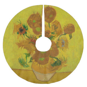 Falda Para El Árbol De Navidad De Poliéster Vincent Van Gogh 15 girasoles Pintura