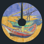Falda Para El Árbol De Navidad De Poliéster Vincent van Gogh - Pescadores en la playa<br><div class="desc">Barcos de pesca en la playa de Saintes-Maries de la Mer - Acuarela - Vincent van Gogh,  1888</div>