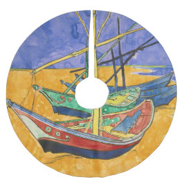 Falda Para El Árbol De Navidad De Poliéster Vincent van Gogh - Pescadores en la playa