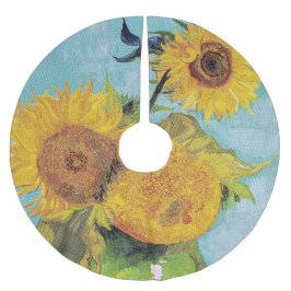 Falda Para El Árbol De Navidad De Poliéster Vincent Van Gogh - Tres girasoles en una caja