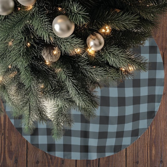 Falda Para El Árbol De Navidad De Poliéster Vintage Blue Plaid (Subido por el creador)
