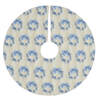 Falda Para El Árbol De Navidad De Poliéster Vintage Chinoiserie Blue Wreath Antique Damask