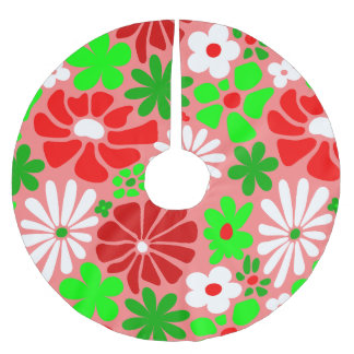 Falda Para El Árbol De Navidad De Poliéster vintage christmas groovy 1960s floral