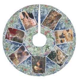 Falda Para El Árbol De Navidad De Poliéster Vintage Collage de fotos de la familia Wreath de N