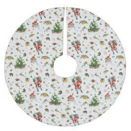 Falda Para El Árbol De Navidad De Poliéster Vintage Feliz Navidad Santa