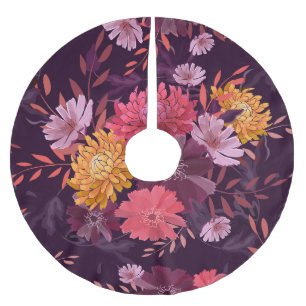Falda Para El Árbol De Navidad De Poliéster Vintage floral: Esplendor de jardín otoñal
