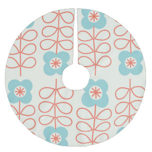 Falda Para El Árbol De Navidad De Poliéster Vintage floral geométrica de estilo nórdico.