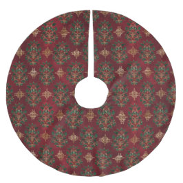 Falda Para El Árbol De Navidad De Poliéster Vintage Holly Damask Pattern 