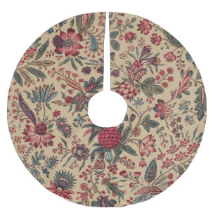 Falda Para El Árbol De Navidad De Poliéster Vintage Labor de Aguja Floral Antiguo para Muebles