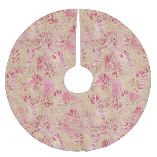 Falda Para El Árbol De Navidad De Poliéster Vintage Look Candy Cane Tree Skirts