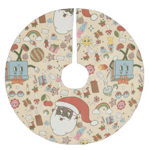 Falda Para El Árbol De Navidad De Poliéster vintage navidades santa hippie groovy