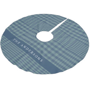Falda Para El Árbol De Navidad De Poliéster Vintage Rustic Blue Glen Plaid Personalizado