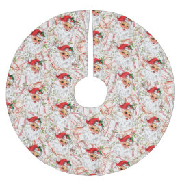 Falda Para El Árbol De Navidad De Poliéster Vintage Santa Brushed Polyester Tree Skirt