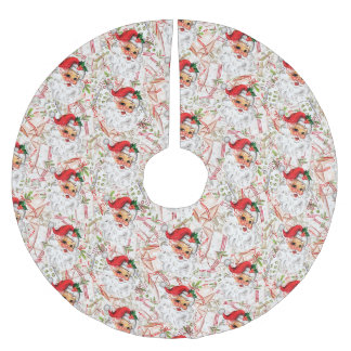 Falda Para El Árbol De Navidad De Poliéster Vintage Santa Brushed Polyester Tree Skirt