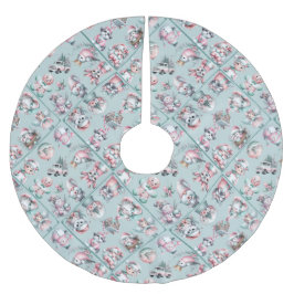 Falda Para El Árbol De Navidad De Poliéster Vintage Santa & Candy Cane Holiday