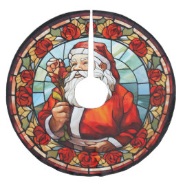 Falda Para El Árbol De Navidad De Poliéster Vintage Santa Claus Navidades de Rosas de vidrio m