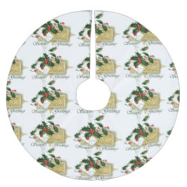 Falda Para El Árbol De Navidad De Poliéster Vintage Seasons Greetings Navidades