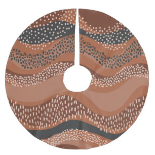 Falda Para El Árbol De Navidad De Poliéster Wavy Natural Geo: Minimalista sin Mar.