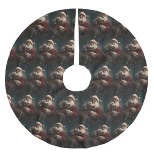 Falda Para El Árbol De Navidad De Poliéster Weimaraner Con Navidades Festividades De Santa Cla