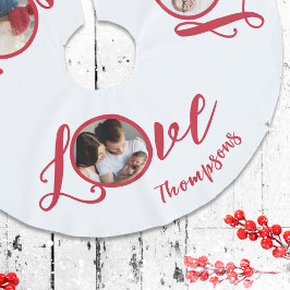Falda Para El Árbol De Navidad De Poliéster Whimsical Cute Photo Love Typography Calligraphy