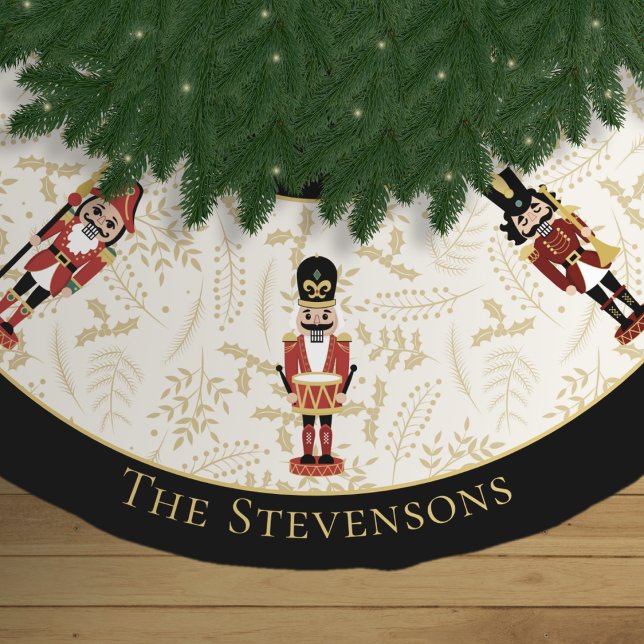 Falda Para El Árbol De Navidad De Poliéster Whimsical Nutcracker Black and Beige Navidades (Subido por el creador)