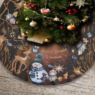 Falda Para El Árbol De Navidad De Poliéster Whimsical Woodland Friends Christmas Tree Skirt