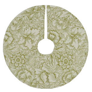 Falda Para El Árbol De Navidad De Poliéster William Morris Poppy Classic Floral Green