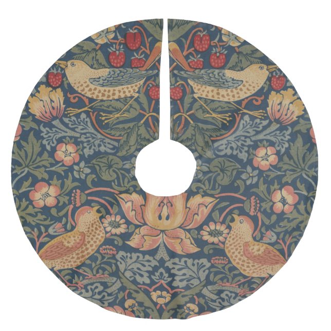 Falda Para El Árbol De Navidad De Poliéster William Morris Strawberry Thieves Aves (Anverso)