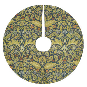 Falda Para El Árbol De Navidad De Poliéster William Morris Violeta Columbina Azul Marino Flora