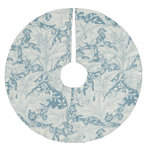 Falda Para El Árbol De Navidad De Poliéster William Morris Wallflower damasco azul floral
