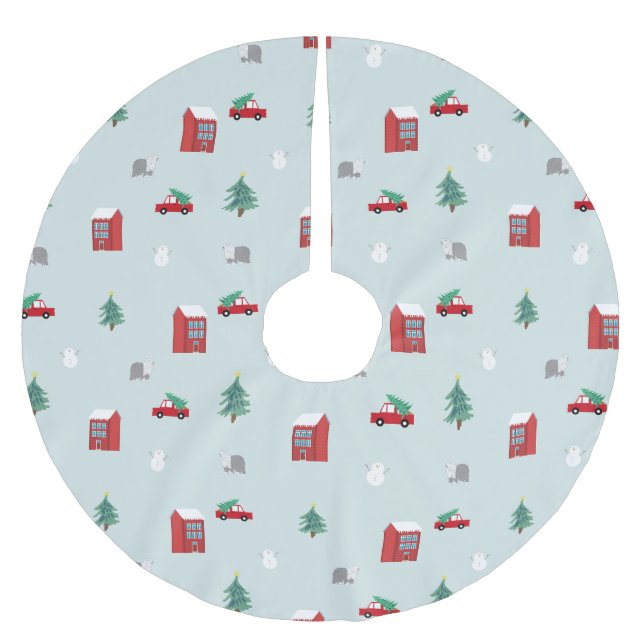 Falda Para El Árbol De Navidad De Poliéster Winter Village (Anverso)