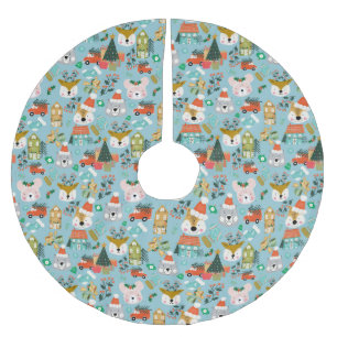Falda Para El Árbol De Navidad De Poliéster Woodland Cute Santa Animals