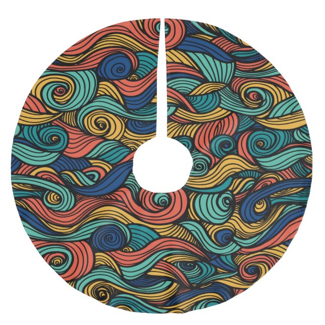 Falda Para El Árbol De Navidad De Poliéster Wool Topped paisley (Anverso)