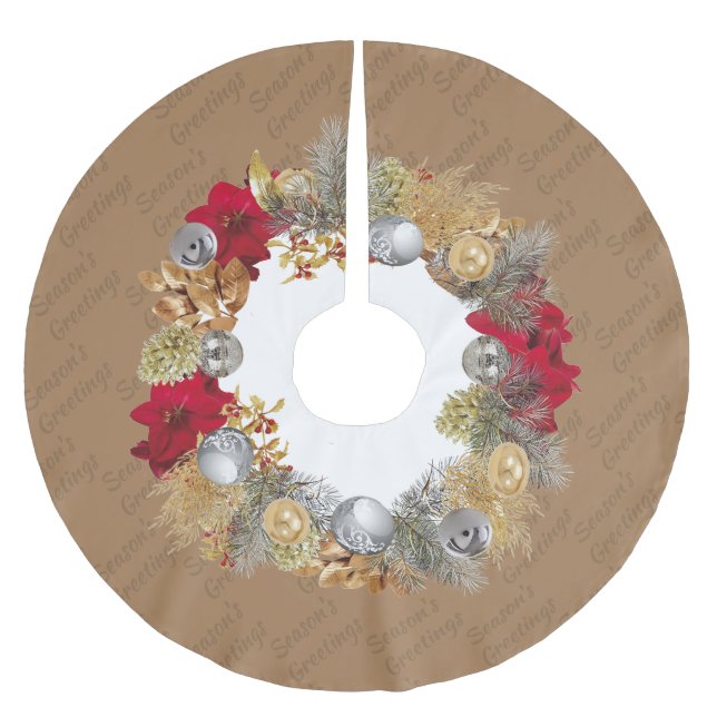 Falda Para El Árbol De Navidad De Poliéster Wreath Navidades BEIGE (Anverso)