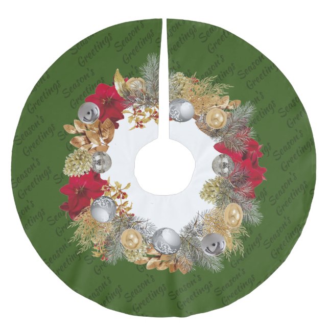 Falda Para El Árbol De Navidad De Poliéster Wreath Navidades VERDES (Anverso)