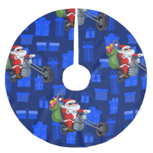 Falda Para El Árbol De Navidad De Poliéster xmas biker santa claus