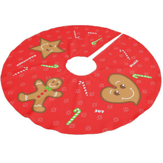 Falda Para El Árbol De Navidad De Poliéster XmaS Gingerbread Pals-Candy Cane Textos