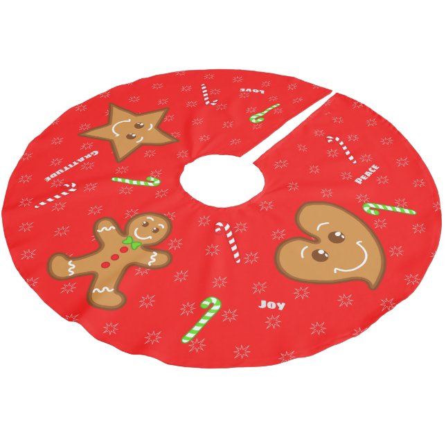 Falda Para El Árbol De Navidad De Poliéster XmaS Gingerbread Pals-Candy Cane Textos (Angular)