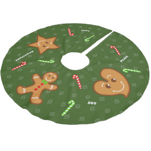 Falda Para El Árbol De Navidad De Poliéster Xma'S Gingerbread Pals-Candy Cane Textos