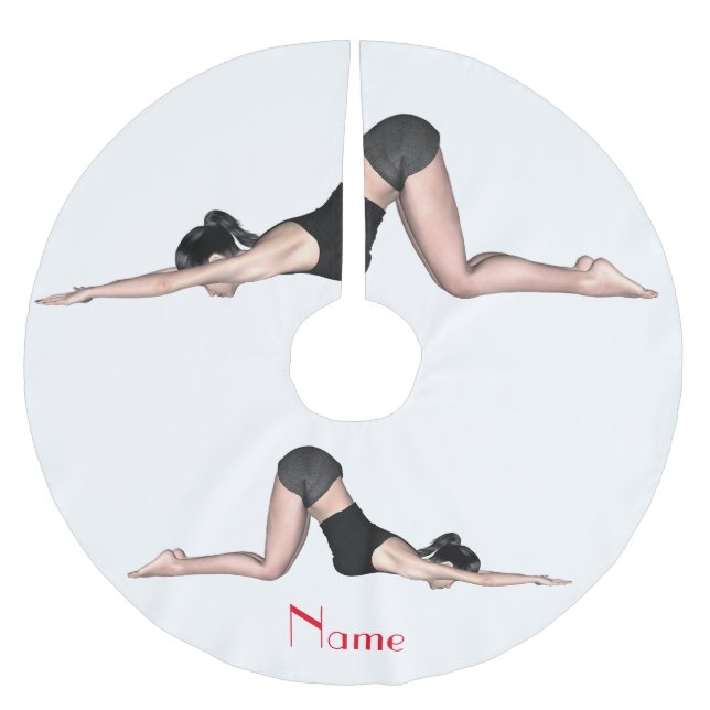 Falda Para El Árbol De Navidad De Poliéster Yoga Poses Thunder_Cove (Anverso)