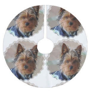 Falda Para El Árbol De Navidad De Poliéster Yorkie