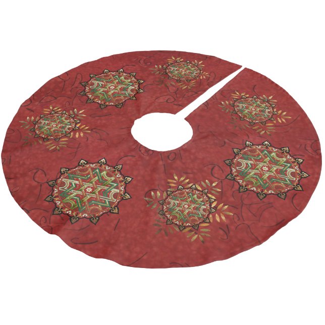 Falda Para El Árbol De Navidad De Poliéster Yule Mandala (Angular)