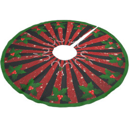 Falda Para El Árbol De Navidad De Poliéster Zuckerstangen Mistel Schneeflocken Rot Grün